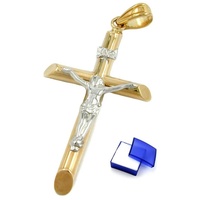 unbespielt Kreuzanhänger Anhänger Jesuskreuz Bicolor-Effekt 375 Gold inklusive Schmuckbox, Goldschmuck für Damen und Herren goldfarben