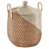 Kobolo Aufbewahrungskorb Schlangenkorb Korb NAGA Seegras inkl. Deckel (Stück, 1 St., 1 Stück), Korb mit Deckel beige