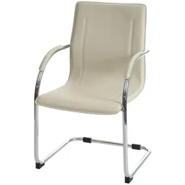 MCW Esszimmerstuhl Perm, Freischwinger Küchenstuhl Lehnstuhl Stuhl, Stahl ~ creme