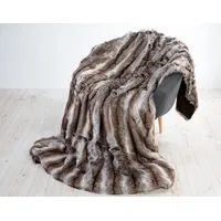 JotCo Felldecke Wolf grau-braun, aus weichem Fellimitat, als Wohndecke, Tagesdecke oder Kissen (Felldecke 150x200cm)