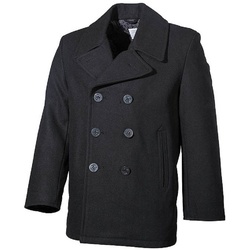 MFH Kurzmantel US Pea Coat, schwarz, mit schwarzen Knöpfen - S Knöpfen mit Ankersymbol schwarz S