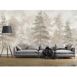 WallArena Fototapete Wald in Beige - Gr.: 300 x 210 cm