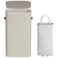 Songmics Wäschekorb, 65 L Wäschesammler, Wäschetonne mit Deckel und Griffen, 39 x 22 x 75 cm, beige