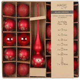 MAGIC by Inge MAGIC by Inge - Weihnachtskugeln Set 19-teilig Merry Red, mit Christbaumspitze und Kugeln, Christbaumschmuck Glas