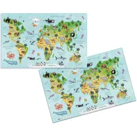Herma 19667 Schreibtischunterlagen Kindergarten Weltkarte, 3 Stück, abwischbare Kinder