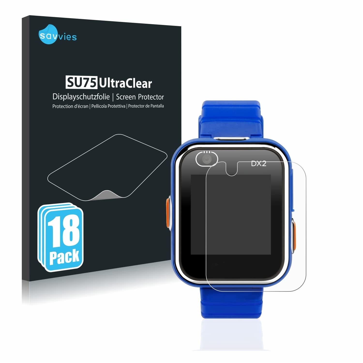 Savvies 18 Stück Schutzfolie für Vtech Kidizoom Smart Watch DX2 Displayschutz-Folie Ultra-Transparent