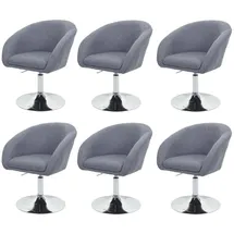 MCW 6er-Set Esszimmerstuhl MCW-F19, Küchenstuhl Drehstuhl Loungesessel, drehbar höhenverstellbar ~ Stoff/Textil dunkelgrau