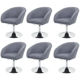 MCW 6er-Set Esszimmerstuhl MCW-F19, Küchenstuhl Drehstuhl Loungesessel, drehbar höhenverstellbar ~ Stoff/Textil dunkelgrau