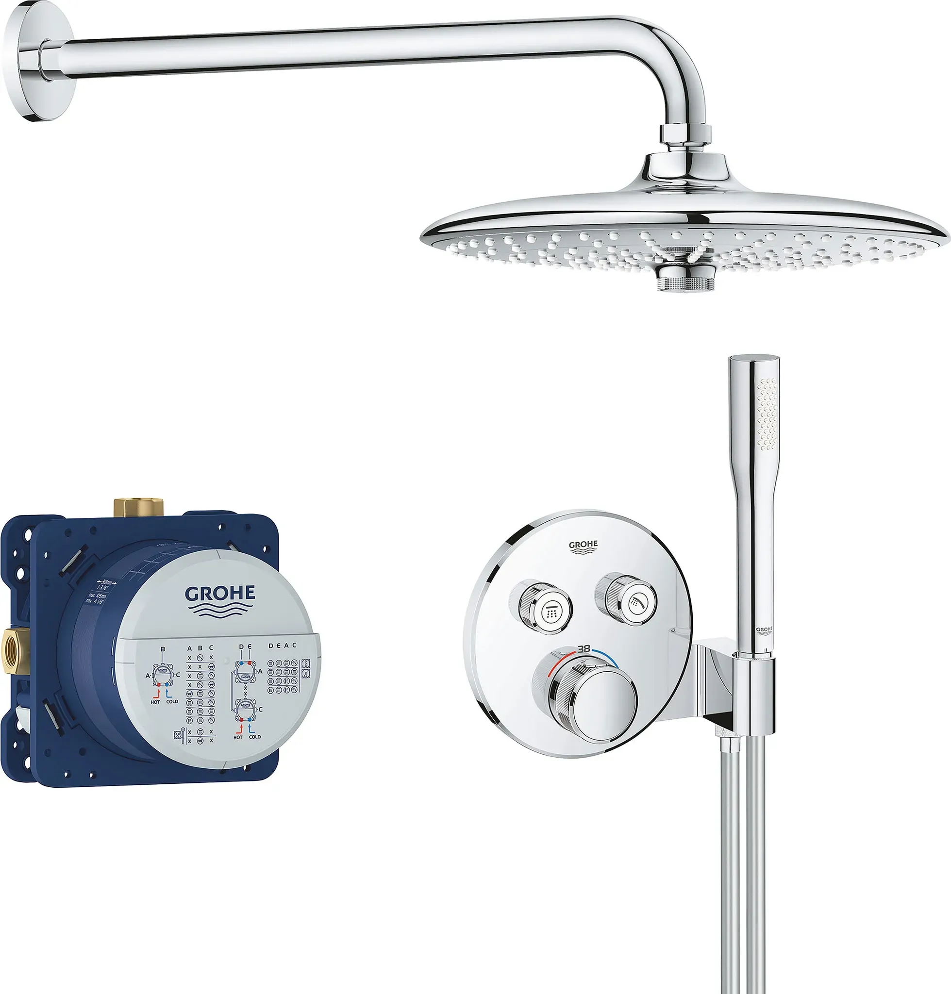 Duschsystem GROHE "Grohtherm" Brausegarnituren grau (chromfarben) mit langlebieger und scheinender Oberfläche