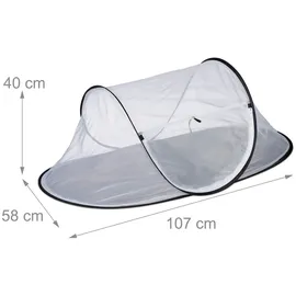 Relaxdays Fliegenhaube Lebensmittel groß 40 x 107 x 58 cm weiß-schwarz