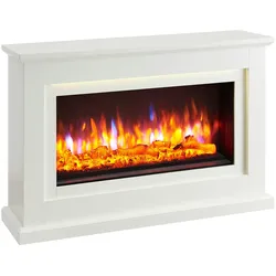 RICHEN Elektrokamin Callisto - Elektrischer Standkamin Mit Heizung, LED-Beleuchtung, 3D-Flammeneffekt & Fernbedienung - Elektrischer Kamin Weiß