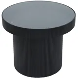 Svita MIGUEL Beistelltisch mit Glas Coffeetable Couchtisch klein rund Schwarz/Schwarz