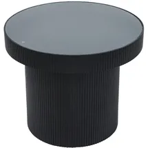 Svita MIGUEL Beistelltisch mit Glas Coffeetable Couchtisch klein rund Schwarz/Schwarz