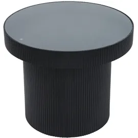 Svita MIGUEL Beistelltisch mit Glas Coffeetable Couchtisch klein rund Schwarz/Schwarz