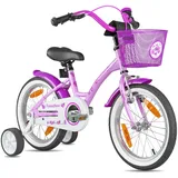 PROMETHEUS BICYCLES Kinderfahrrad ab 5 Jahre mit Stützräder und Rücktritt violett|malvenfarben|WEISS 16"