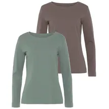 VIVANCE Langarmshirt »aus reiner Baumwolle« 2er-Pack, aus leicht wärmender Interlock-Qualität, Gr. 32/34, mint, taupe, , 44041128-32