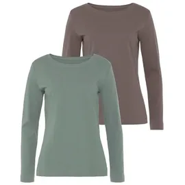 VIVANCE Langarmshirt »aus reiner Baumwolle« 2er-Pack, aus leicht wärmender Interlock-Qualität, Gr. 32/34, mint, taupe, , 44041128-32