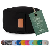 #DoYourYoga rundes Yogabolster - waschbarer Bezug, Bio-Buchweizenschalen (KBA) Füllung, 30 x 15 cm, Yoga Kissen für Yin Yoga & Meditation - schwarz