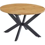 Home Deluxe Esstisch Rund Ausziehbar AVENTURA inkl. Sternfuß - 120 x 120 cm Light Oak |Küchentisch, Esszimmer, Esszimmertisch, Ausziehtisch -