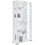 fif Möbel Vitrine STELLA Standvitrine/Glasvitrine 2x Glastür,perfekt für Sammler,Sammlervitrine weiß