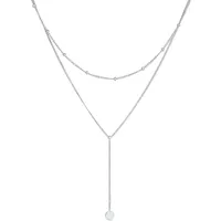 Elli Layer Y-Kette Kugelkette Plättchen 925 silber Ketten Damen