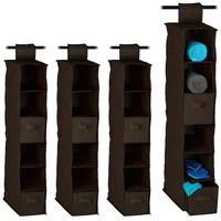 Relaxdays Hängeaufbewahrung 4 x Hängeregal Kleiderschrank braun