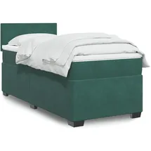 vidaXL Boxspringbett mit Matratze Dunkelgrün 140x200 cm Samt