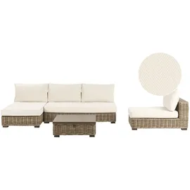 Beliani Varallo Loungeset 4-Sitzer grau/cremeweiß