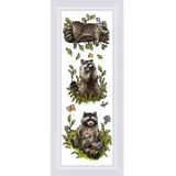 Riolis Kreuzstich Stickpackung Drei Waschbären, Zählmuster, 8x24cm