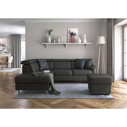 Ecksofa SIT & MORE "Freetown L-Form", schwarz, B:252cm H:84cm T:216cm, Sofas, inklusive Kopfteilverstellung und komfortablem Federkern