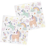 Folat 68349 Servietten Unicorns & Rainbows 33x33cm-20 Stück, Mehrfarbig, Mittel