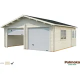 Palmako Holzgarage Roger mit Sektionaltor Klar tauchgrundiert 575 cm x 510 cm