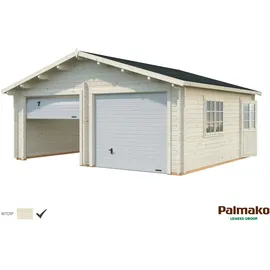 Palmako Holzgarage Roger mit Sektionaltor Klar tauchgrundiert 575 cm x 510 cm
