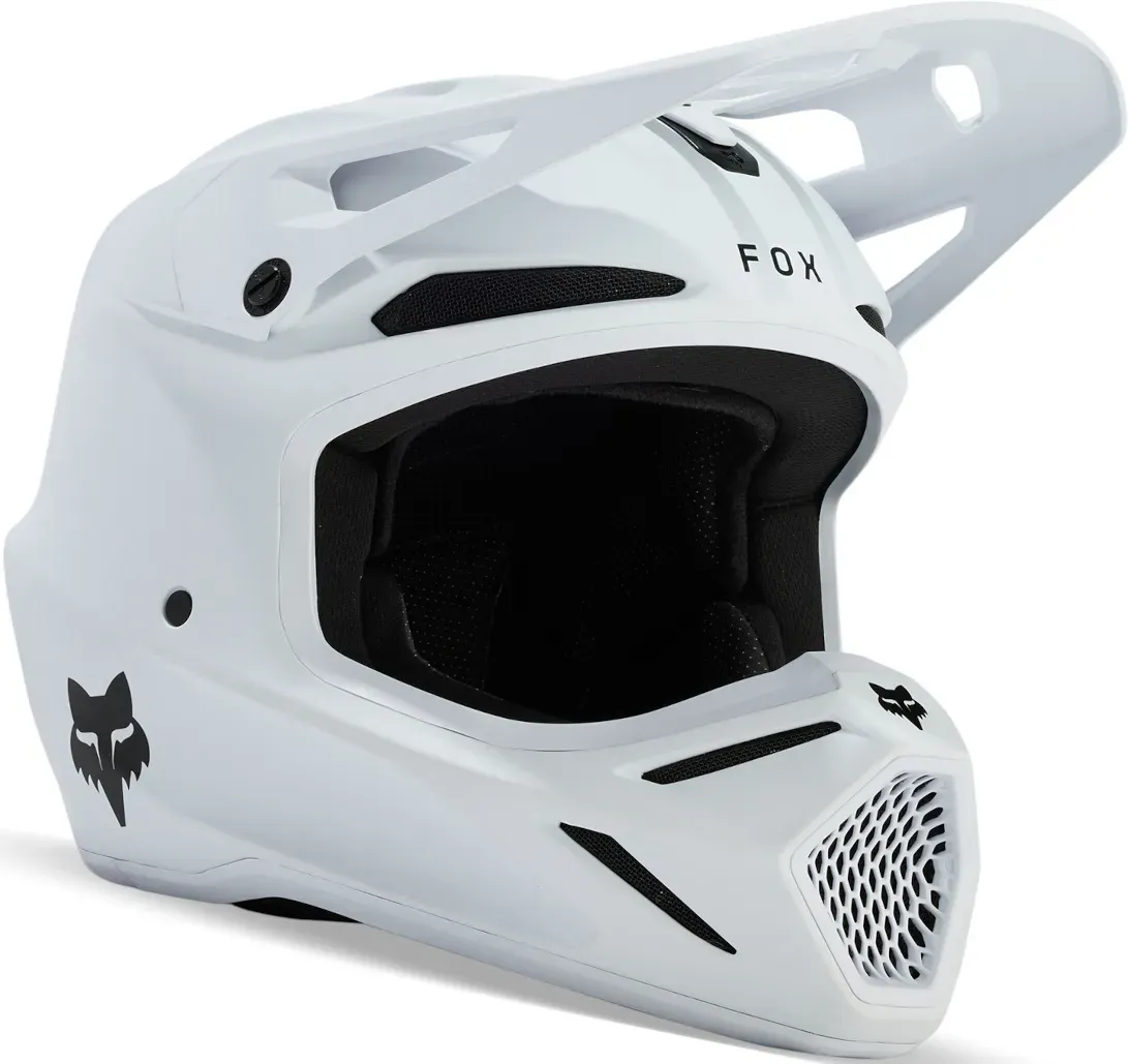 FOX V3 Solid Jugend Motocross Helm, weiss, Größe S
