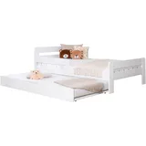 MID.YOU Ausziehbett Bennet 90 x 200 cm Birke, Kiefer massiv weiß