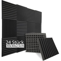 sunnypillow Akustikplatte Akustikschaumstoff Schalldämmmatten zur effektiven Akustik, 24 Stück, 30x30x2.5cm
