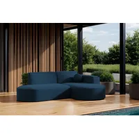 Fun Möbel Garten Ecksofa SUNDAY XS in wetterfester Stoff ART-N Dunkelblau Ottomane Rechts - Blau
