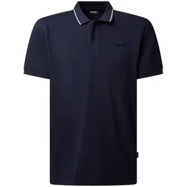 PIONEER JEANS Poloshirt, Herren, Gr. L, night sky, Web, Obermaterial: 100% Baumwolle, PIONEER AUTHENTIC JEANS, unifarben, normal normal, Shirts, mit Logo Schriftzug