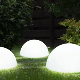ETC Shop Solarleuchte Halbkugel Kugelleuchte Solar Außen Gartendeko Halbkugel, weiß, LED Leuchtmittel, d 20 cm, 2er Set