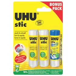 UHU Klebestift-Bonuspaket, ohne Lösungsmittel, 3x8,2 g