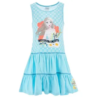 Sun City Frozen - Die Eiskönigin ELSA Kinder Mädchen Kleid Träger-Kleid Sommer-Kleid, Farbe:Blau, Größe Kids:128