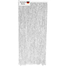 Lemodo Flauschvorhang 90x200cm hellgrau-weiß meliert, Fliegenschutz, Türvorhang Wohnwagen