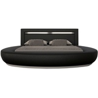 SalesFever Rundbett, mit LED-Beleuchtung im Kopfteil, Design Bett in Kunstleder, Rundbett, schwarz