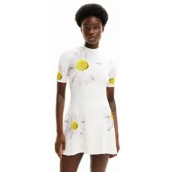 Desigual für Damen. 24SWVK70 Margaritas Kleid weiß (L), Lässig, Viskose, Kurzarm