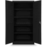 Jan Nowak Werkzeugschrank TC01A Werkstattschrank Garagenschrank Universalschrank Lagerschrank Pulverbeschichtet Flügeltüren Stahlblech 180 cm x 90 cm x 50 cm (Schwarz)