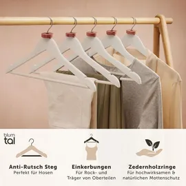 Blumtal Kleiderbügel Holz 50er Set - Holzbügel mit 360° drehbarem Metallhaken - Kleiderbügel Weiß + Zedernholz Mottenschutz - Weiß