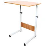 TIXBYGO Laptoptisch höhenverstellbar, Laptopständer Holz, Sitz Schreibtisch mit Rollen, Drehbar Präsentationswagen Mobile Workstation für Wohnzimmer, Schlafzimmer(60x40x70-90cm)