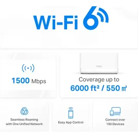 Mercusys WL-Router Halo H1500X Home Mesh WiFi System 3-Pack (Halo H1500X(3-pack)) - Weiß