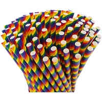 Papier Strohhalme kurz Pride Flag, LGBTQ, 100 Stück, 16 cm lang, 7mm Ø. Strohhalm Regenbogen Peace Flagge CSD Pride LGBTQ+ Queer friendly, biologisch abbaubar, Umweltfreundlich Einweg Trinkhalm (Kurz)