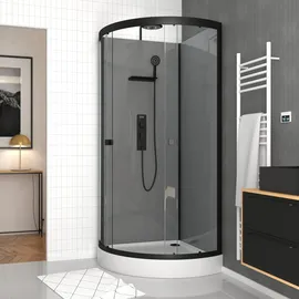 Marwell Komplettdusche mit Pendeltür rechts 215 x 85 cm grau/5mm gehärtetes Glas